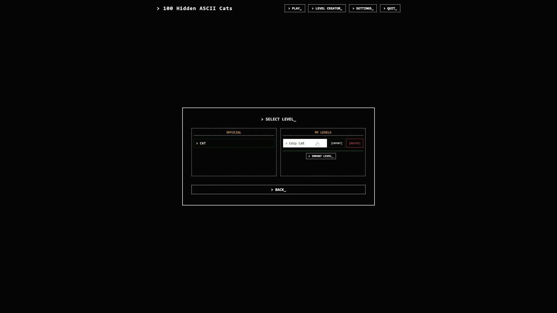 100 Hidden ASCII Cats screenshot 2