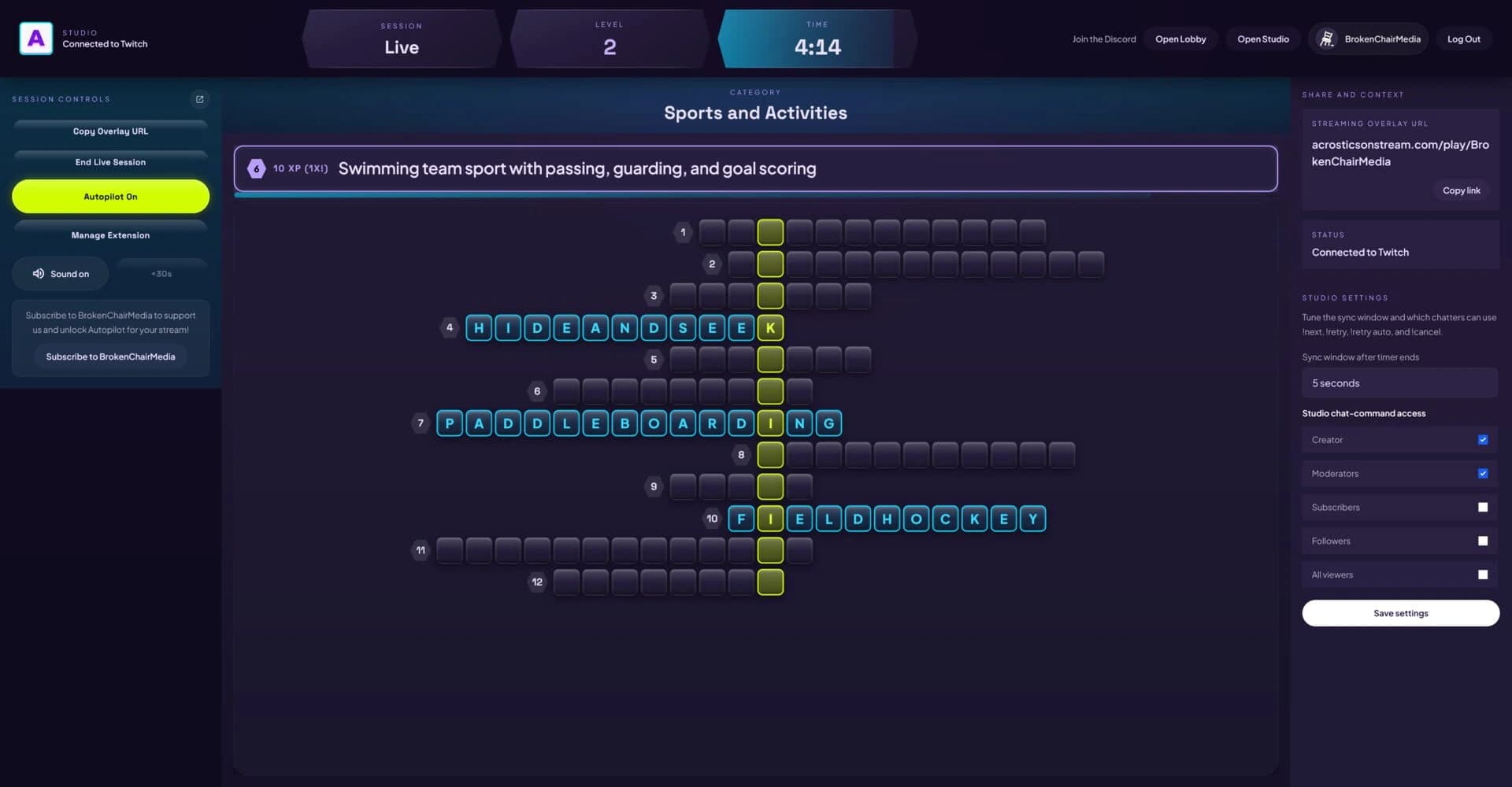 Acrostics on Stream screenshot 2