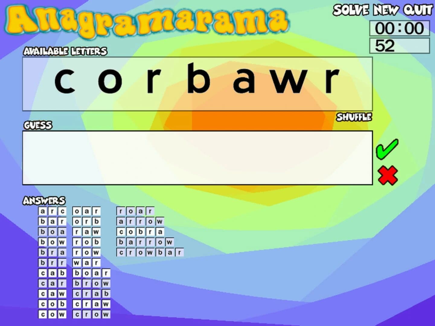 Anagramarama screenshot 2