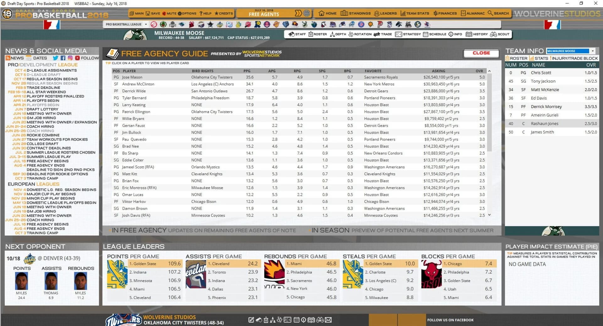 Draft Day Sports: Pro Basketball 2018 screenshot 2