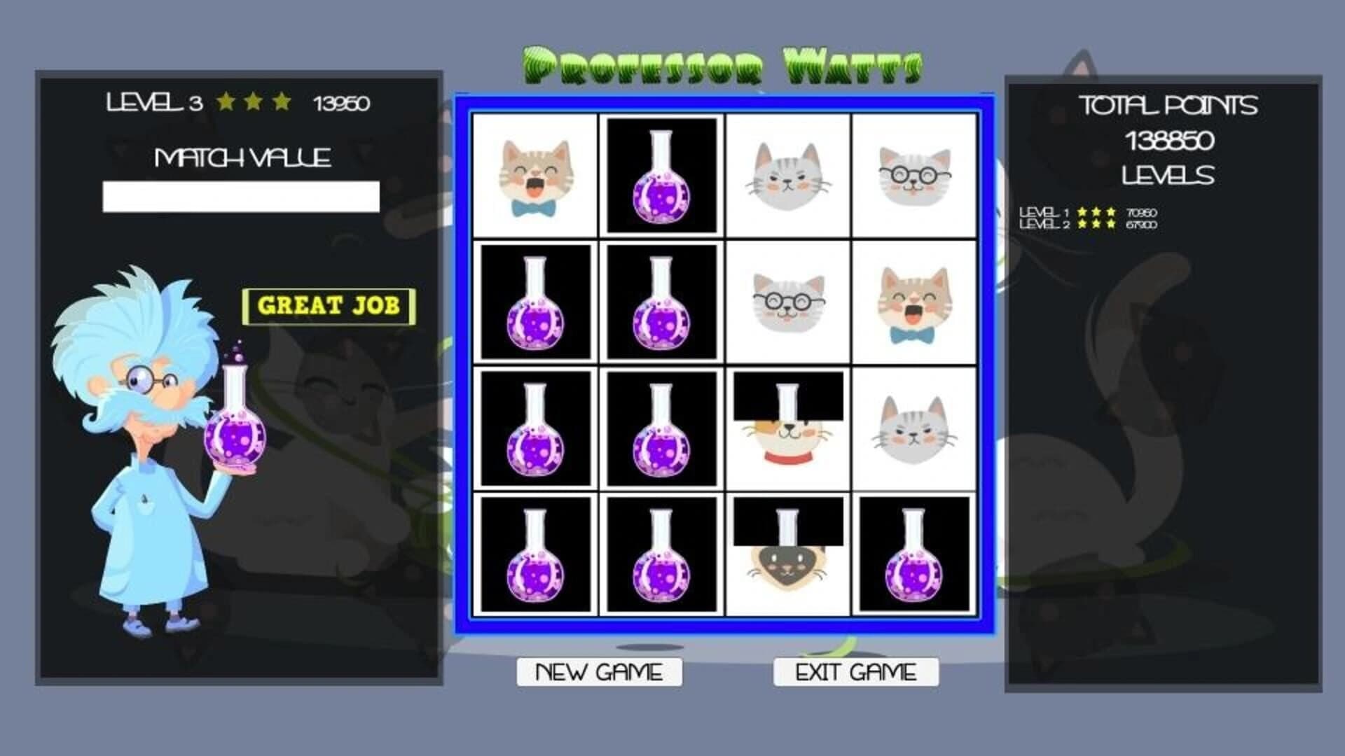 Professor Watts Memory Match: Cats screenshot 4