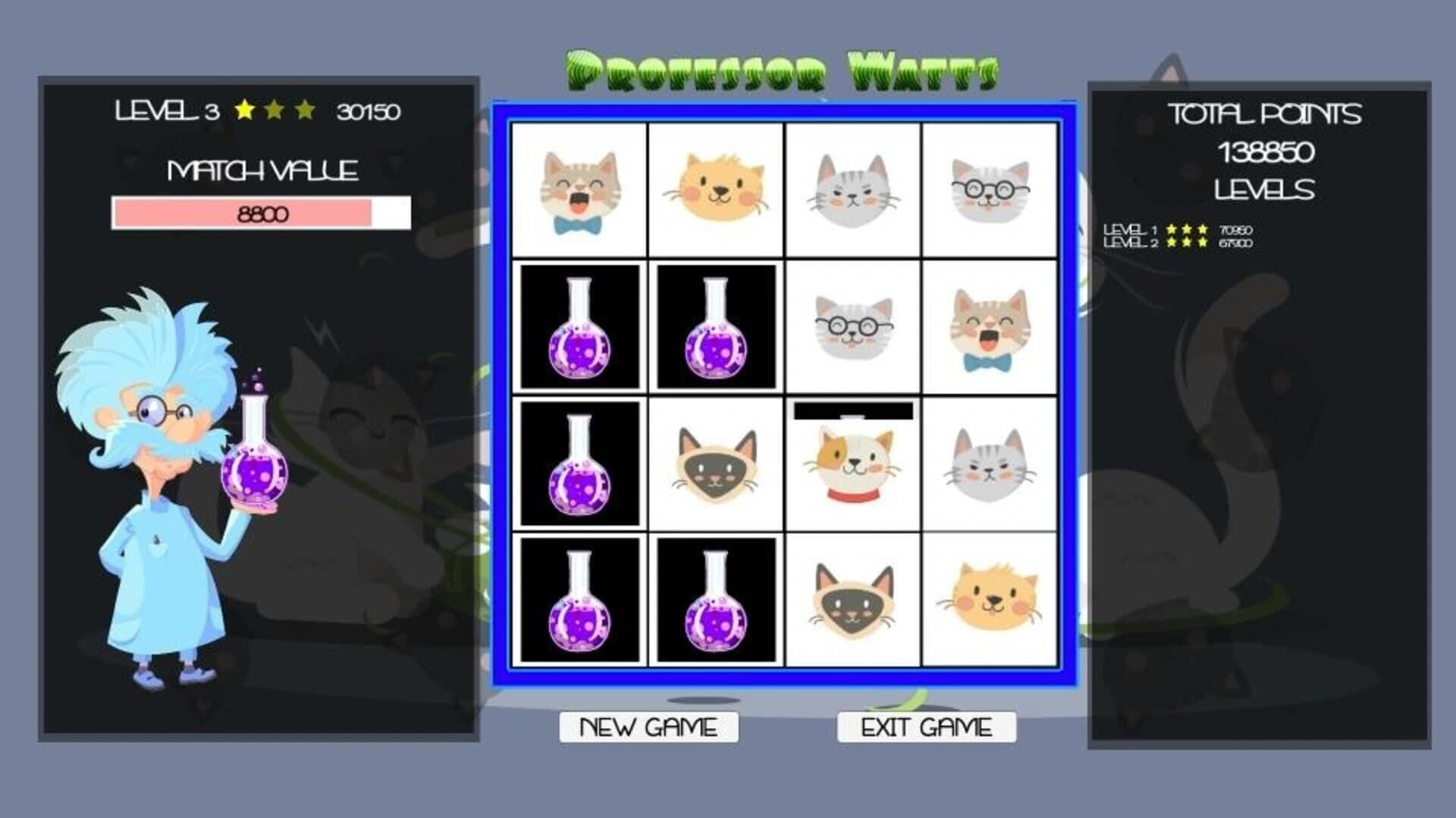 Professor Watts Memory Match: Cats screenshot 2