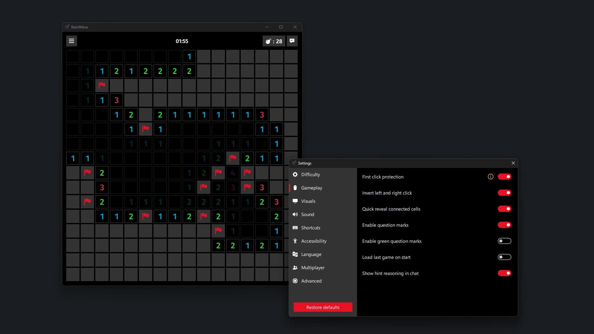 Retr0Mine screenshot 2