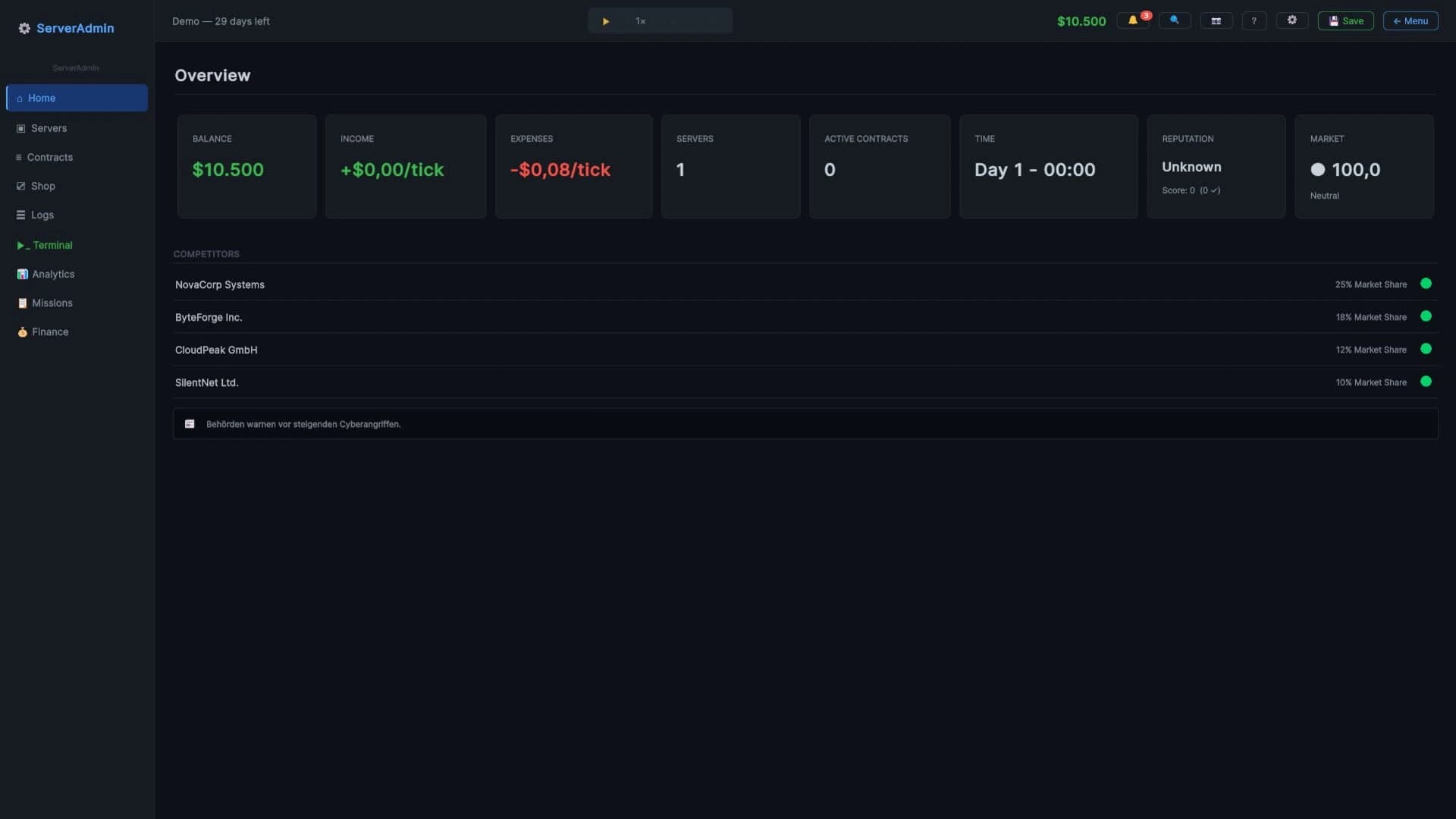 Server-Admin Simulation screenshot 1
