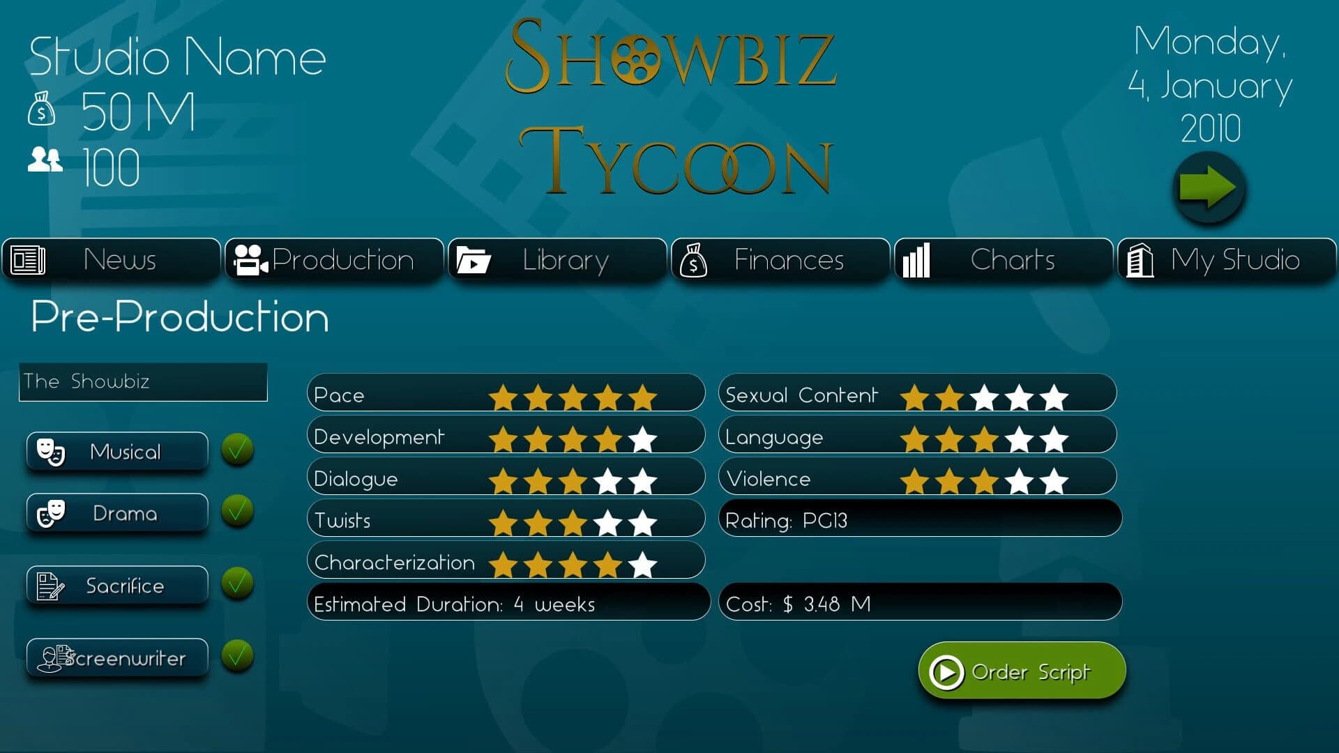 Showbiz Tycoon screenshot 1