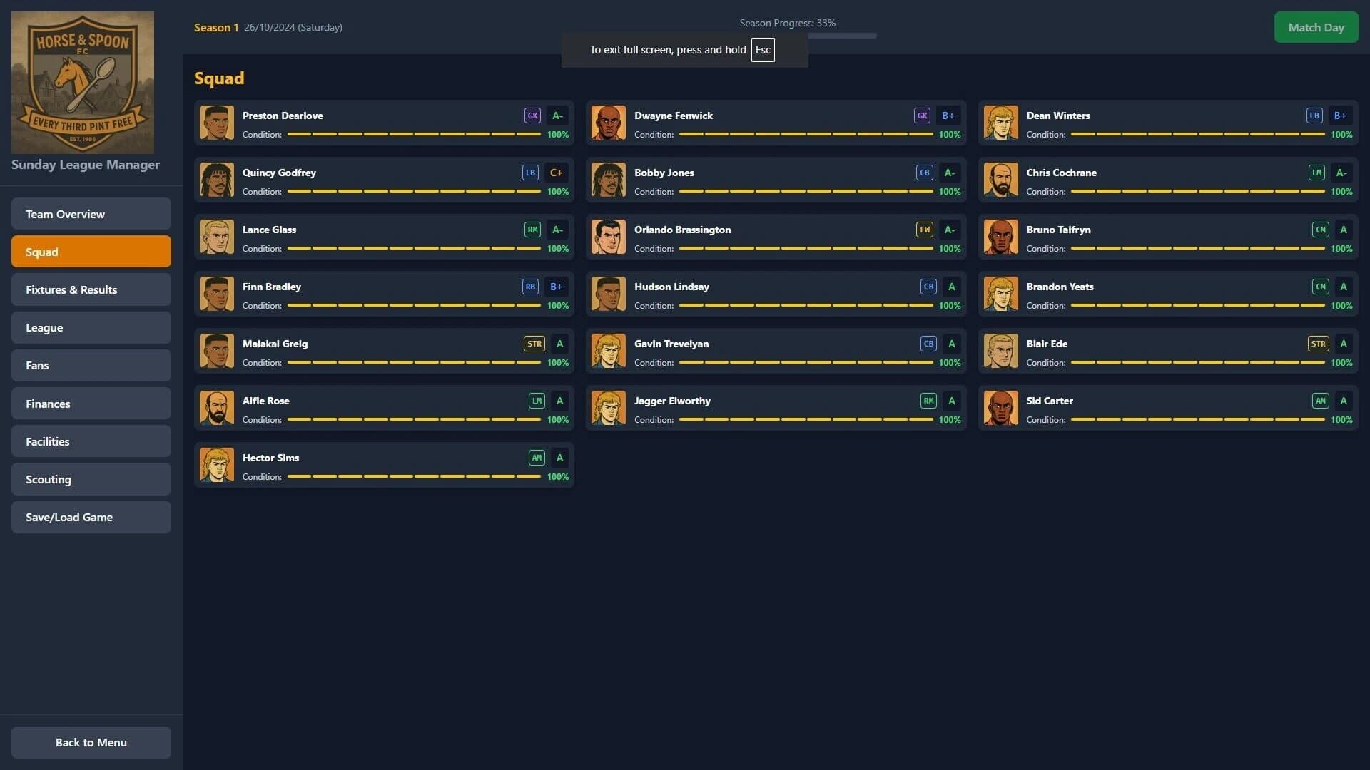 Sunday League Manager: Horse & Spoon screenshot 1