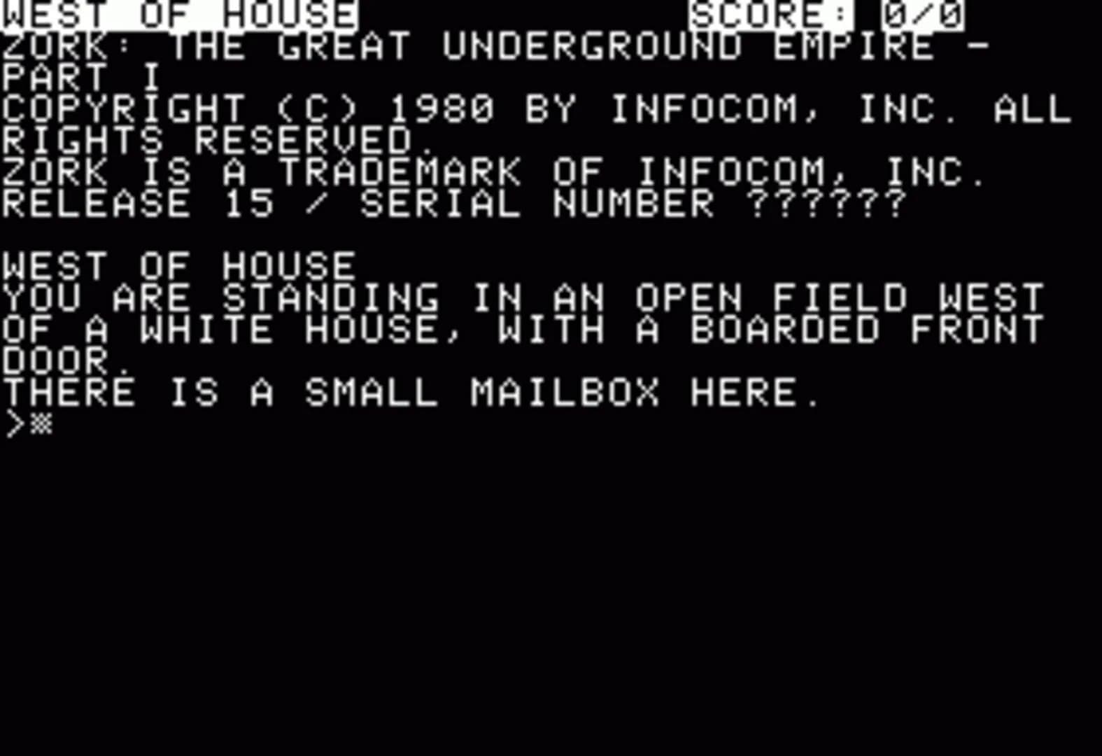 Zork screenshot 1