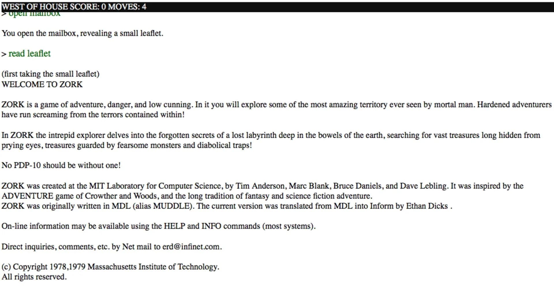 Zork screenshot 3