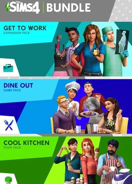 The Sims 4: Bundle - Get to Work, Dine Out, Cool Kitchen Stuff